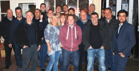 photograph of builders in sidcup at craymanor after a celebratory dinner